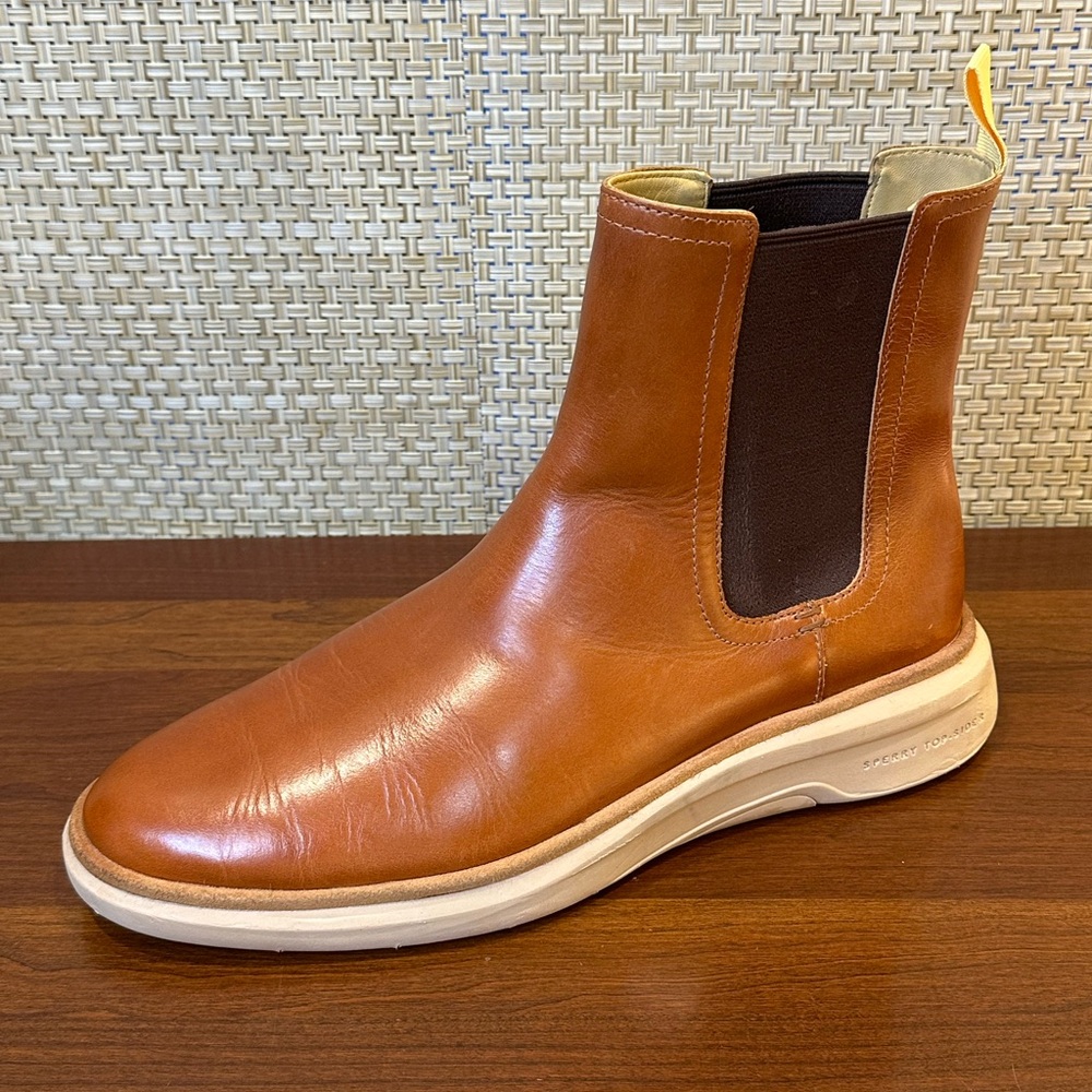 🌟3xHP🌟Sperry Gold Cup Commodore Plushwave  Cognac Tan Leather Chelsea Boot 11 - Picture 6 of 16